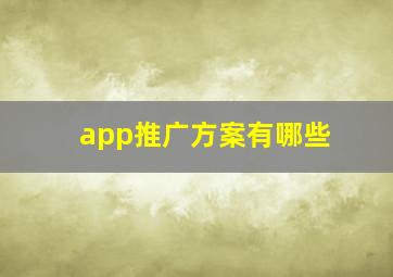 app推广方案有哪些