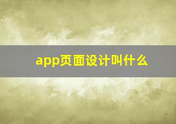 app页面设计叫什么