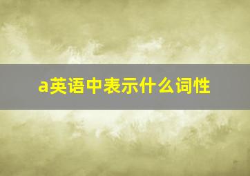 a英语中表示什么词性