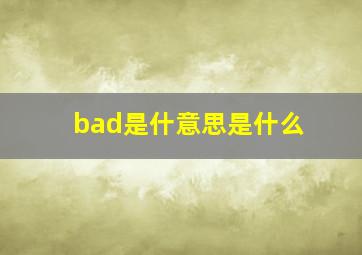 bad是什意思是什么