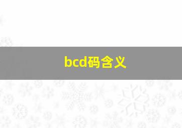 bcd码含义