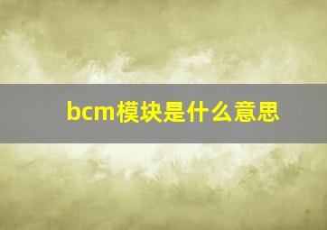 bcm模块是什么意思