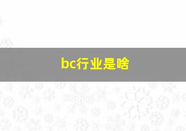 bc行业是啥