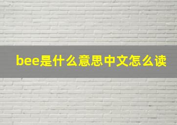 bee是什么意思中文怎么读