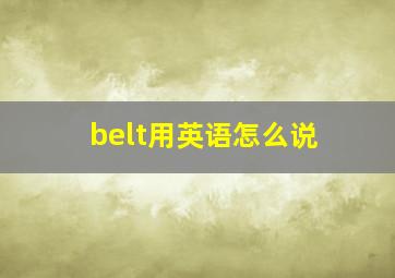 belt用英语怎么说