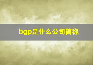 bgp是什么公司简称