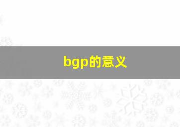 bgp的意义