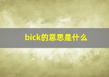 bick的意思是什么