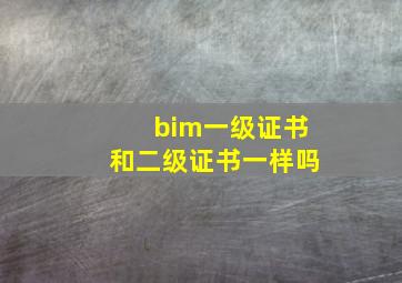 bim一级证书和二级证书一样吗