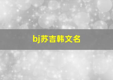 bj苏吉韩文名