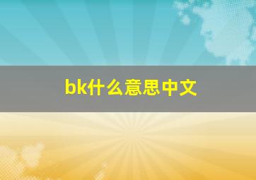 bk什么意思中文