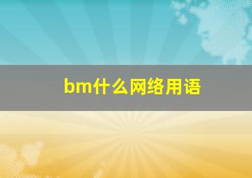 bm什么网络用语