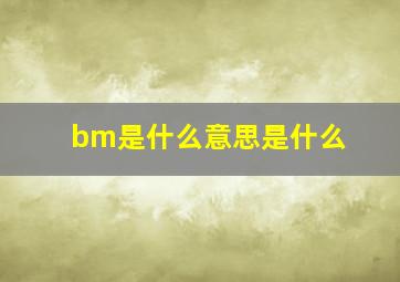 bm是什么意思是什么