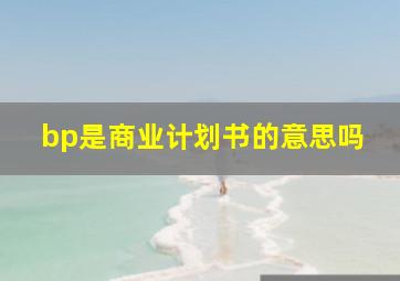 bp是商业计划书的意思吗