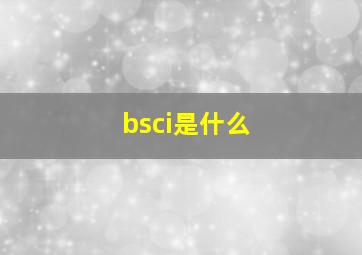 bsci是什么