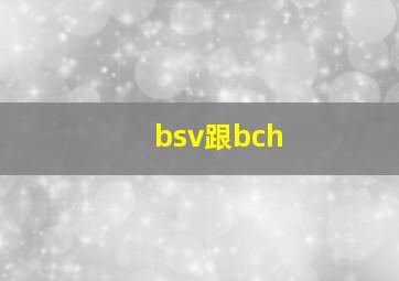 bsv跟bch