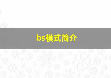 bs模式简介