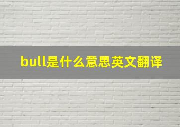 bull是什么意思英文翻译