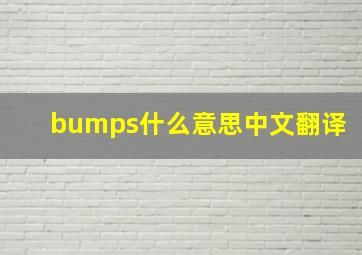 bumps什么意思中文翻译