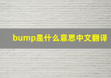 bump是什么意思中文翻译