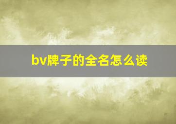 bv牌子的全名怎么读