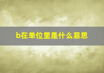 b在单位里是什么意思