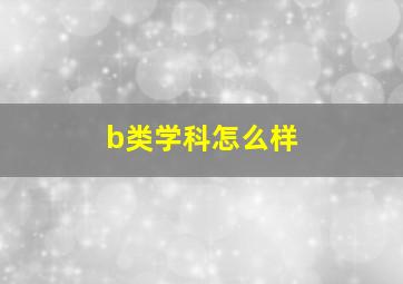 b类学科怎么样