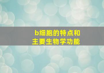 b细胞的特点和主要生物学功能