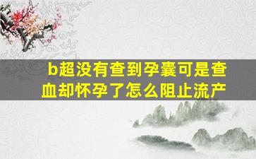 b超没有查到孕囊可是查血却怀孕了怎么阻止流产