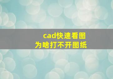 cad快速看图为啥打不开图纸