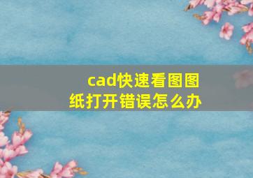 cad快速看图图纸打开错误怎么办