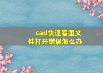 cad快速看图文件打开错误怎么办