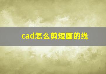 cad怎么剪短画的线