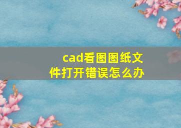 cad看图图纸文件打开错误怎么办