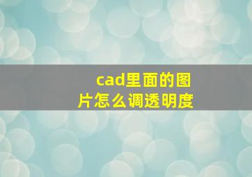 cad里面的图片怎么调透明度