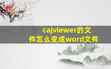 cajviewer的文件怎么变成word文件