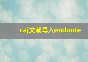 caj文献导入endnote