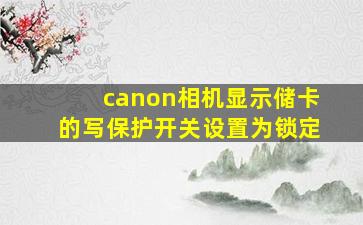 canon相机显示储卡的写保护开关设置为锁定