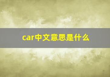 car中文意思是什么