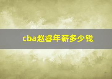 cba赵睿年薪多少钱