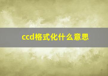 ccd格式化什么意思