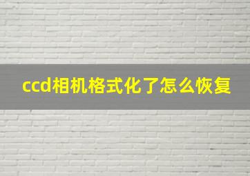 ccd相机格式化了怎么恢复