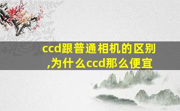 ccd跟普通相机的区别,为什么ccd那么便宜