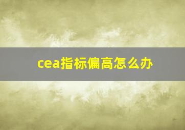 cea指标偏高怎么办