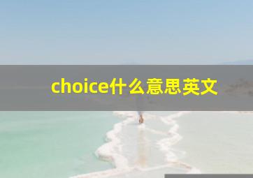 choice什么意思英文