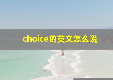 choice的英文怎么说