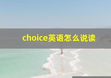 choice英语怎么说读