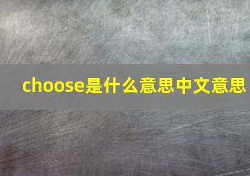 choose是什么意思中文意思