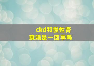 ckd和慢性肾衰竭是一回事吗