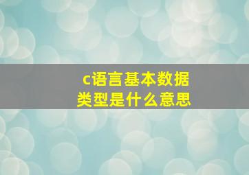 c语言基本数据类型是什么意思